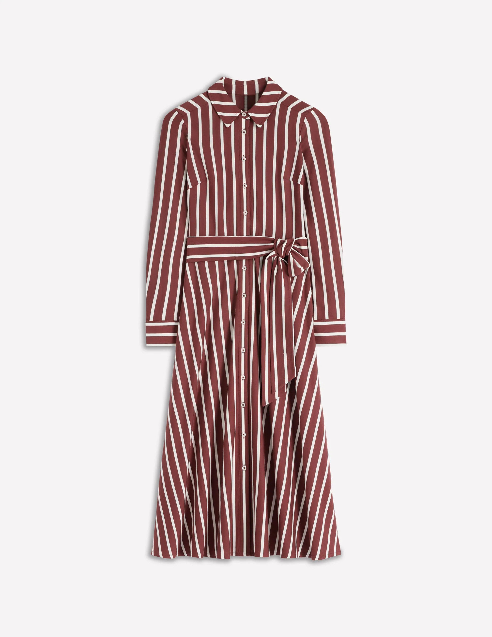Marcia Jersey Shirt Dress-Chestnut and Ivory Stripe | Boden (US)
