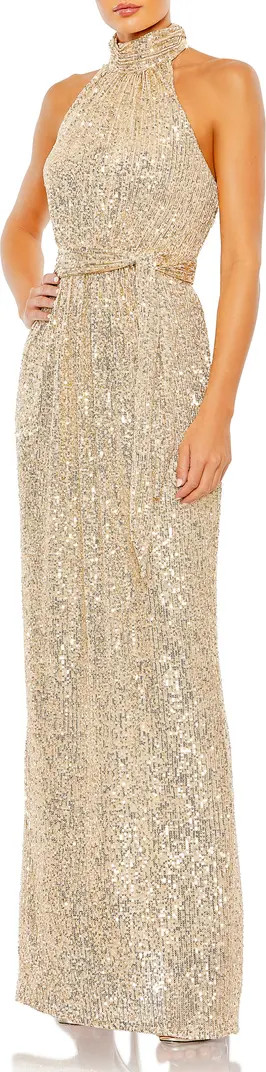 Sequin Halter Neck Sheath Gown | Nordstrom