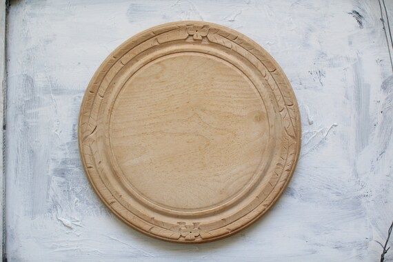 Vintage Carved Bread Board Round Wood Bread Board | Etsy | Etsy (US)