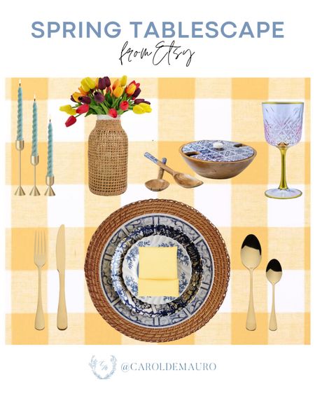 Try this summer-ready tablescape set-up inspo from Etsy: chic glassware, gold cutlery, patterned plate, rattan tablemat, and more! 
#centerpieceidea #outdoordining #homeinspo #designtips

#LTKStyleTip #LTKHome #LTKSeasonal