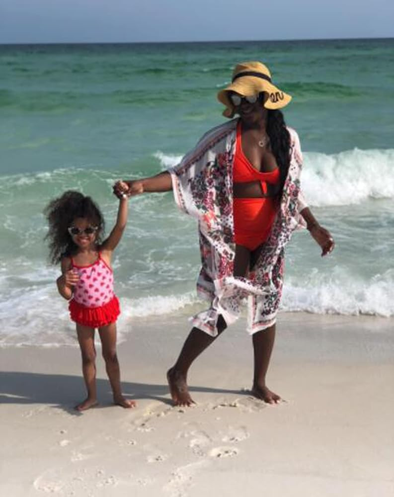 Hibluco Women's Summer Chiffon Floral Kimono Cardigan Long Swimwear Cover Ups | Amazon (US)