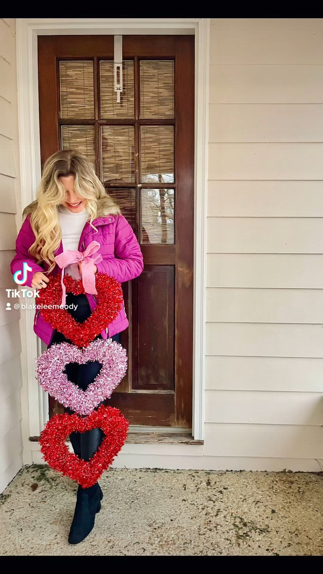 DIY V-DAY DOOR HANGER💗🤍❤️
All you need is 5 mins, a few bucks, and a door! 😉 
Puffer Jacket: wearing smallest size in my coat and it’s very roomy! 

#LTKhome #LTKSeasonal #LTKFind