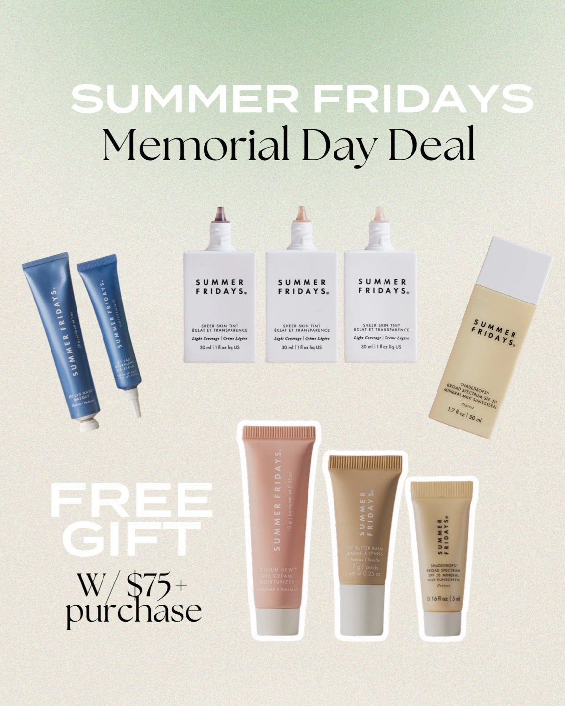 Summer Fridays Memorial Day deal auto applies at checkout!! 

@summerfridays #ad

#LTKbeauty #LTKfindsunder100 #LTKsalealert