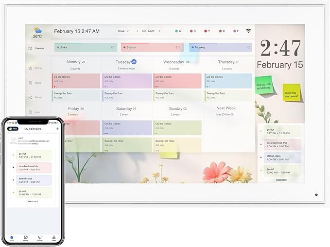 Digital Calendar 15.6 Inch, Electronic Calendar Chore Family Schedules, Smart Weekly and Monthly ... | Amazon (US)