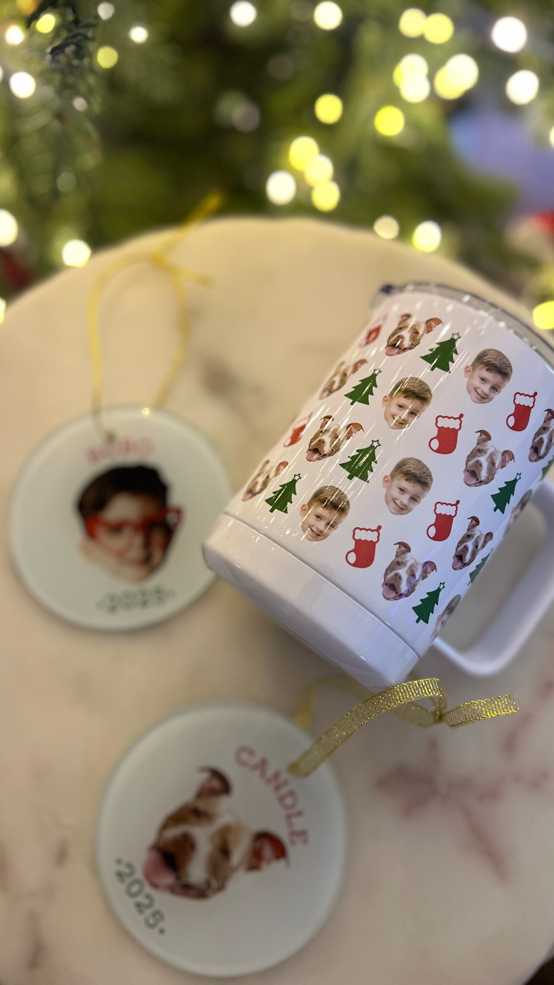 Not sure what to get for grandparents | in laws | friends | mom | dad | auntie | uncle well literally everyone? These will be the best gift! Type League Press Personalized ornament | my most favorite type of mug - travel - you can add up to 5 faces! 

#LTKFindsUnder50 #LTKHoliday #LTKGiftGuide