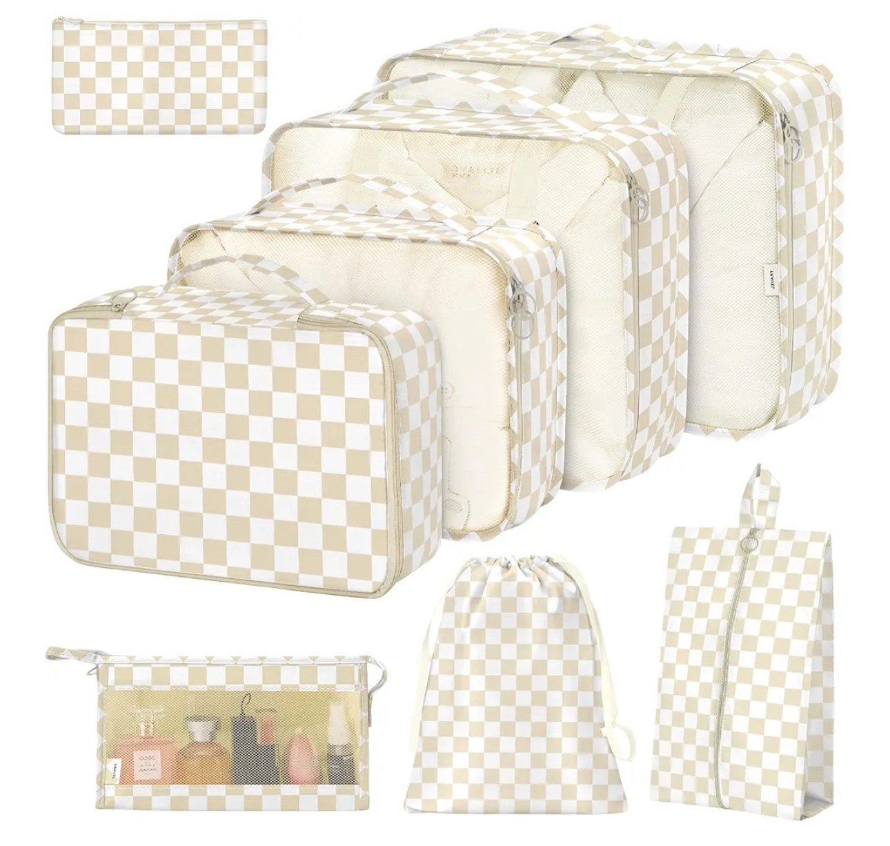 8 Set Packing Cubes for Suitcases,Packing Cube with Shoe, Cosmetics, Clothing, and Accessories Bags Packing Cubes for Travel Luggage Organizer Women Men(Khaki Checkered

#LTKHome #LTKTravel