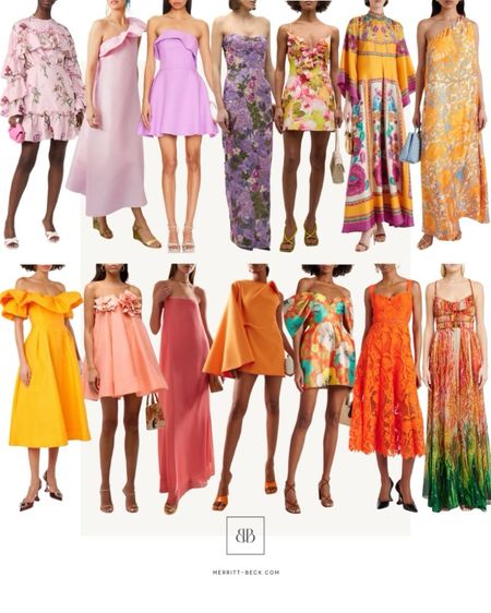 Spring and summer wedding guest dresses in a rainbow of bright colors! 

#LTKstyletip #LTKparties #LTKwedding