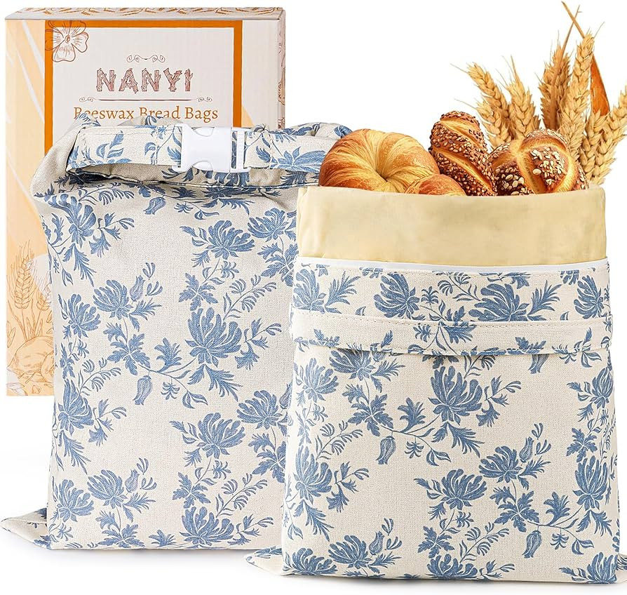2-Pack Reusable Beeswax Bread Bags for Sourdough & Homemade Bread\uff0cCotton Waxed Bags Keeps Fr... | Amazon (US)