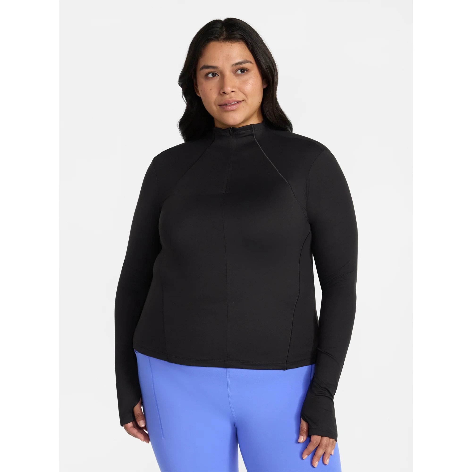 Avia Women's SoftSculpt Quarter Zip Mock Neck Top with Long Sleeves, Sizes XS-XXXL | Walmart (US)