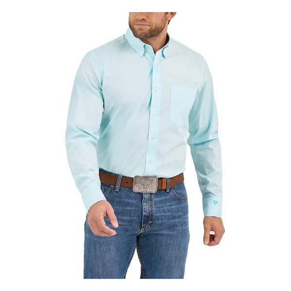 Men's Wrangler Cody Johnson One Pocket Long Sleeve Button Up Shirt XLarge Aqua Bursts | Scheels Sports