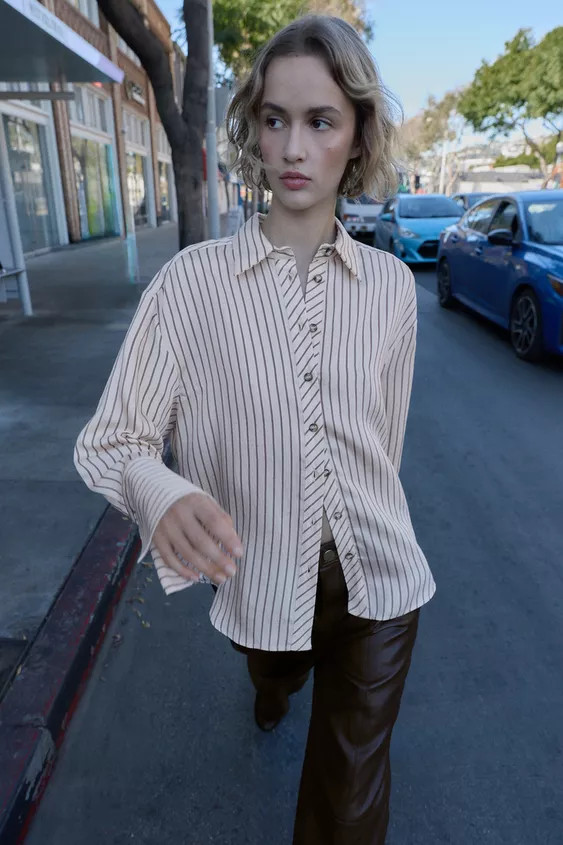 STRIPED SHIRT WITH WIDE CUFFS | Zara UK
