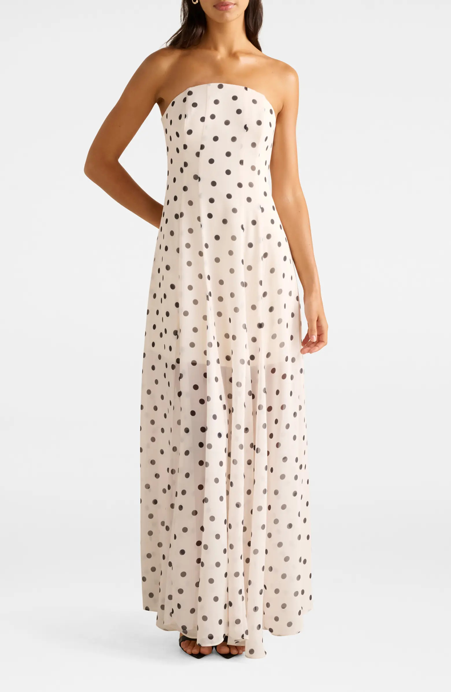 Kimora Dot Print Strapless Maxi Dress | Nordstrom