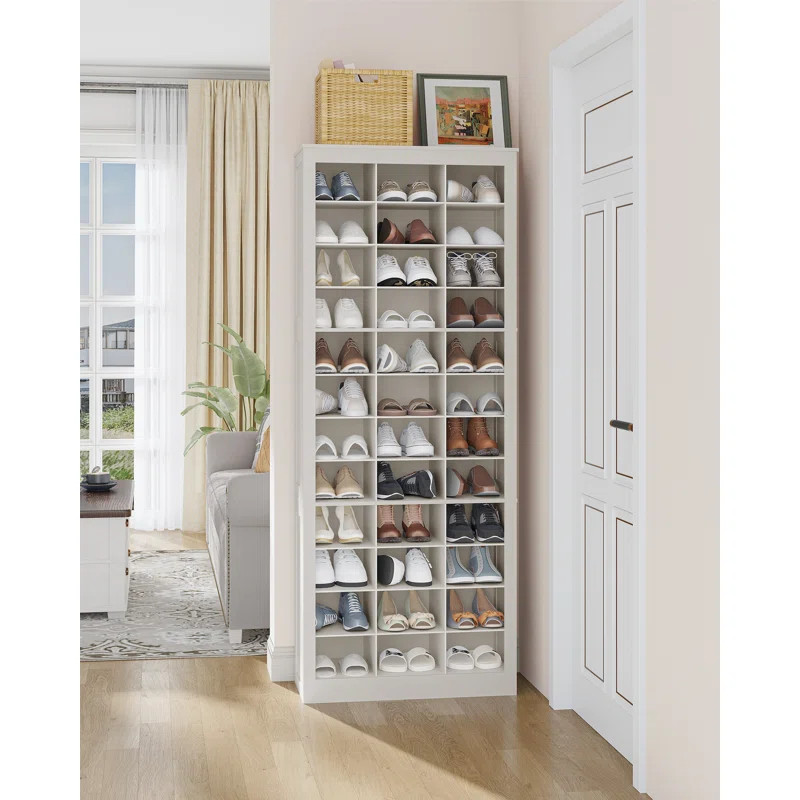 Ivy Bronx Shoe Storage Cabinet, 36 Pairs Free Standing Closet Organizer, 8.8 inch Widened Cell Wo... | Wayfair North America