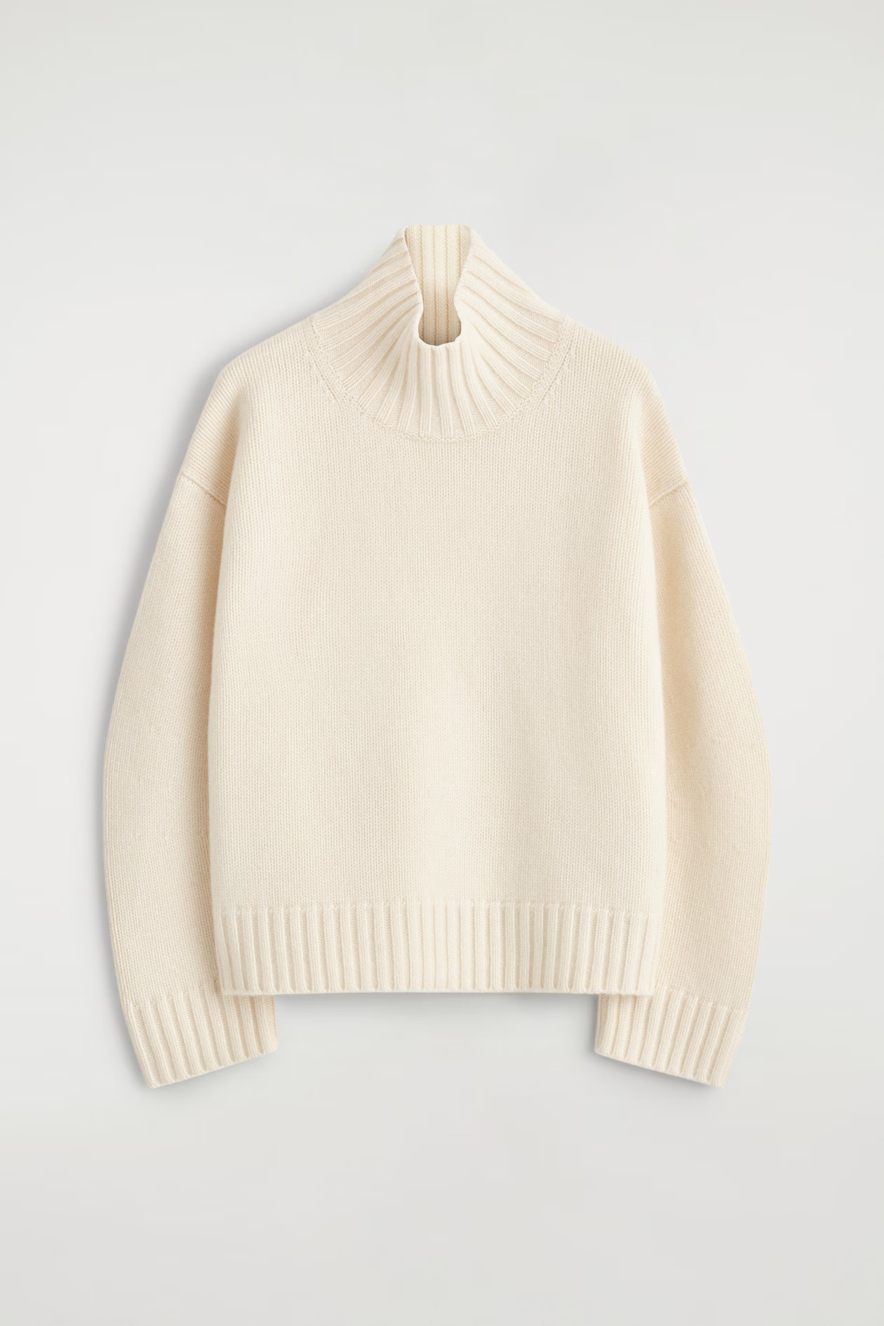 CHUNKY CASHMERE MOCK-NECK SWEATER - OFF-WHITE | COS US | COS (US)