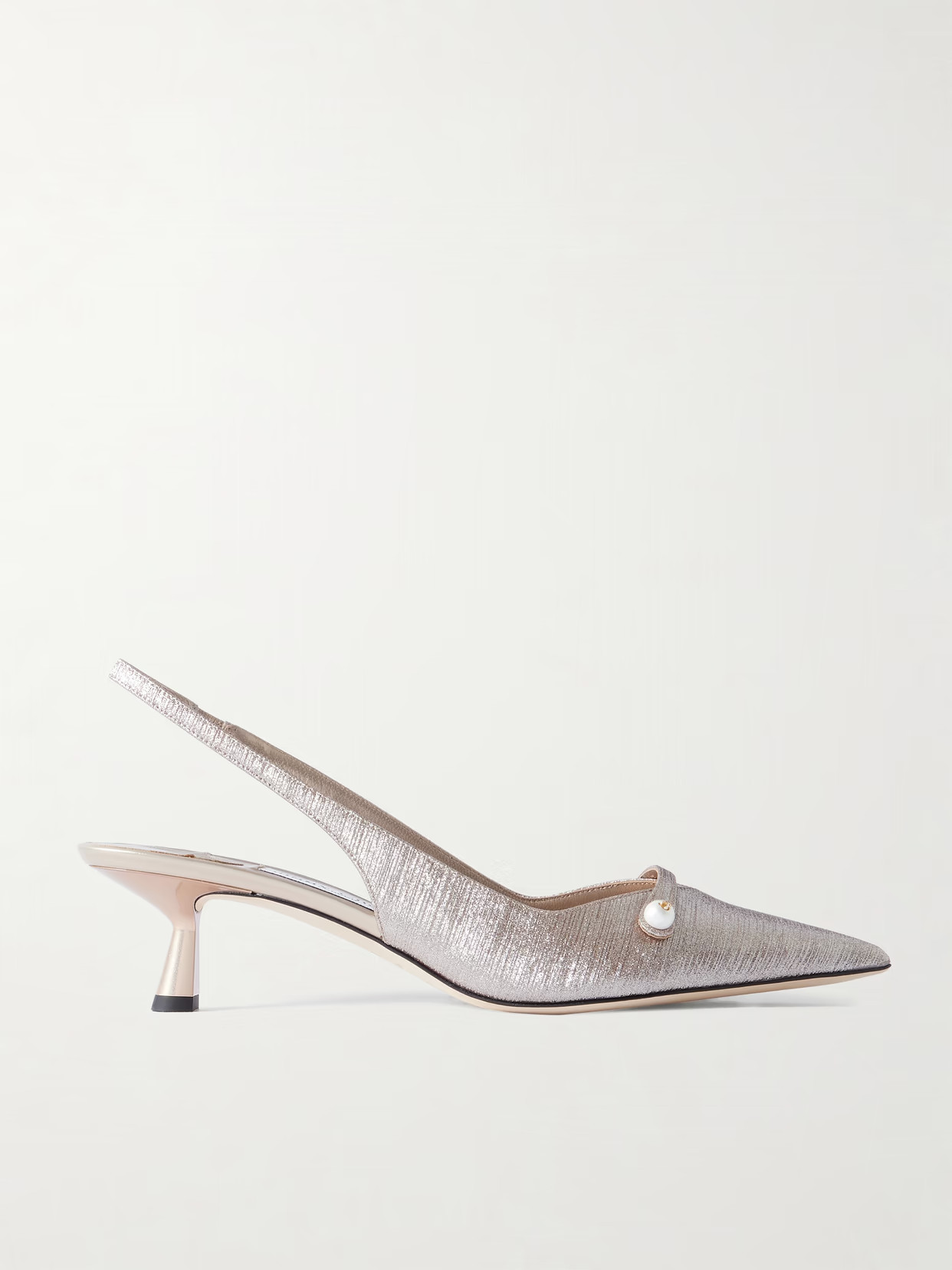 Jimmy Choo - Amita 45 Glittered Leather Point-toe Slingback Pumps - Gray | NET-A-PORTER (UK & EU)