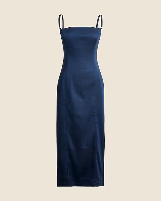 Collection fitted midi dress in stretch satin | J. Crew US