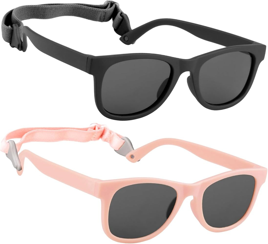 2 Pack Toddler Sunglasses Polarized with Strap for 0-24 Months/2-8 Years Kids, Girls Boys Baby Gl... | Amazon (US)