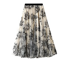 Dirholl Women's A-Line Fairy Elastic Waist Tulle Midi Skirt | Amazon (US)