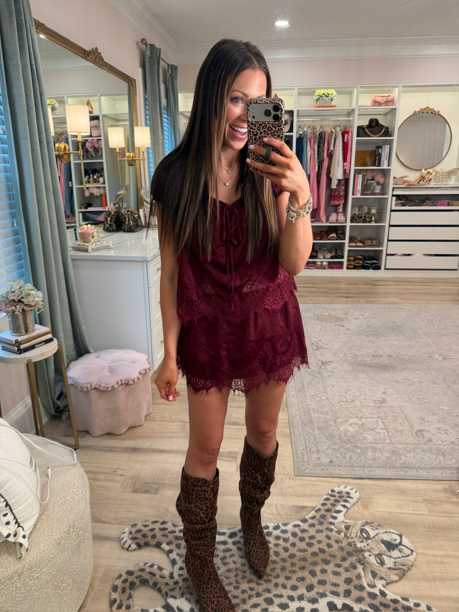 This burgundy satin set is too cute!! 

 #LTKootd