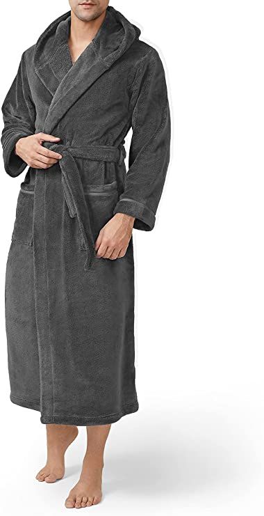 DAVID ARCHY Men's Soft Fleece Plush Robe Full Length Long Bathrobe | Amazon (US)