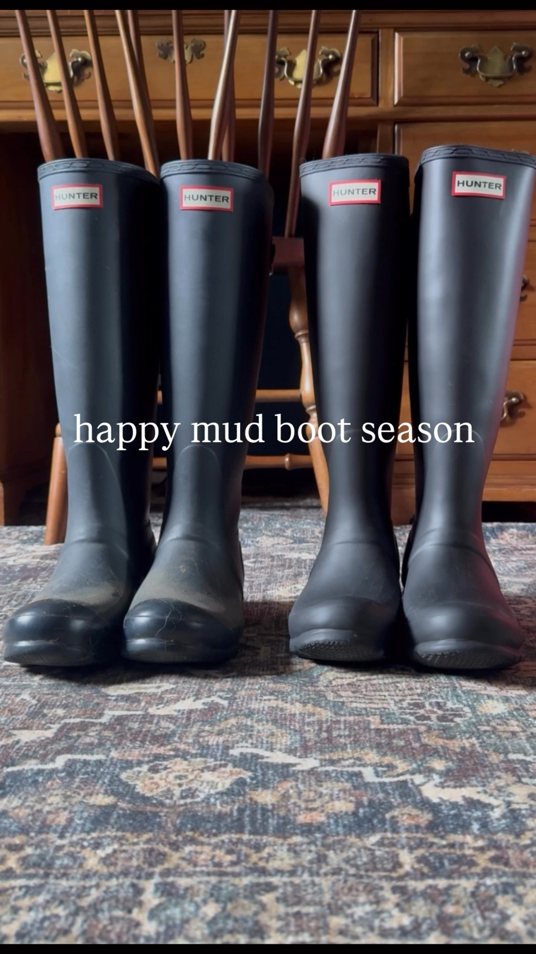 Can you tell one pair is black and one is navy blue?! My husband likes to make fun of me for buying the “same boots” but they’re different I swear! 

Now I’ve got one pair for the chicken coop, and one nice “going out” pair. Feels a little strange to have a dress up pair of rain boots but honestly it’s the most useful accessory. I also love my hunter boots for the snow and winter (and will die on the hill that they’re better than bean boots 1000 times over). 

Anyway, if you haven’t scooped up your rain boots for spring (or all the time) here’s your sign.  The pair that I’ve now retired for the barn are still going strong and are pushing 10 year old, so these boots are a solid investment if you ask me! 



#LTKmomlife #LTKgrwm #LTKHome