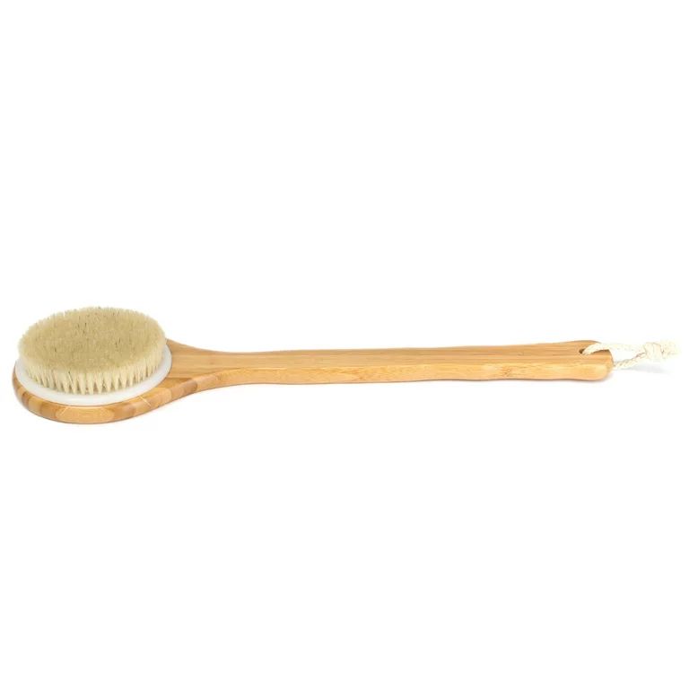 15.7" Bath Brush Natural Bristle Exfoliating Shower Brush Wooden Brush Back Body Massager Shower ... | Walmart (US)