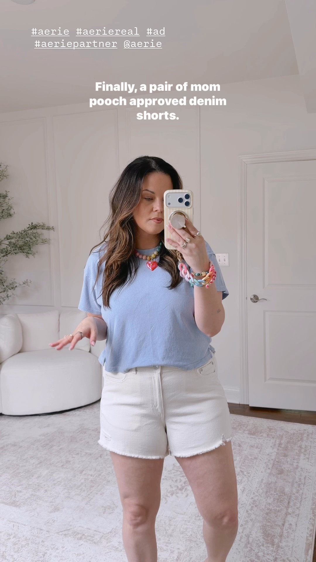 Obsessed with these denim shorts.. I’m wearing my true size large in them and the tee I paired with it! #aerie #aeriereal #ad #aeriepartner @Aerie

#LTKootd #LTKmomlife #LTKMidsize