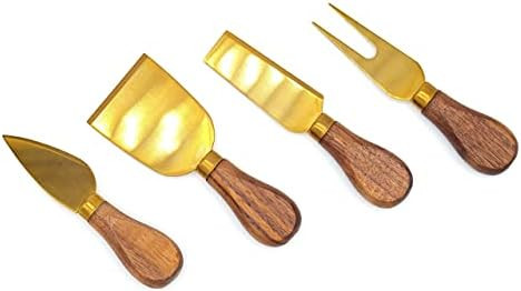 Montecito Home -Premium Modern Black Walnut and Gold Cheese Knives Set - Set of 4 - For Charcuterie  | Amazon (US)