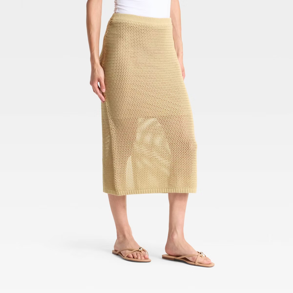 Women's Crochet-Style Pointelle Midi Sweater Skirt - A New Day™ | Target