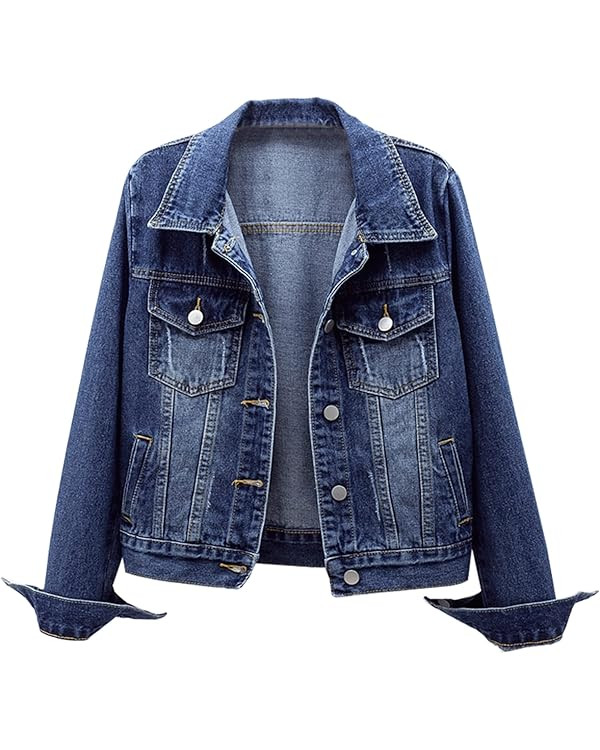 Ladyful Women's Bride Casual Jean Jacket Distressed Ripped Denim Jacket Coat with Pockets | Amazon (CA)