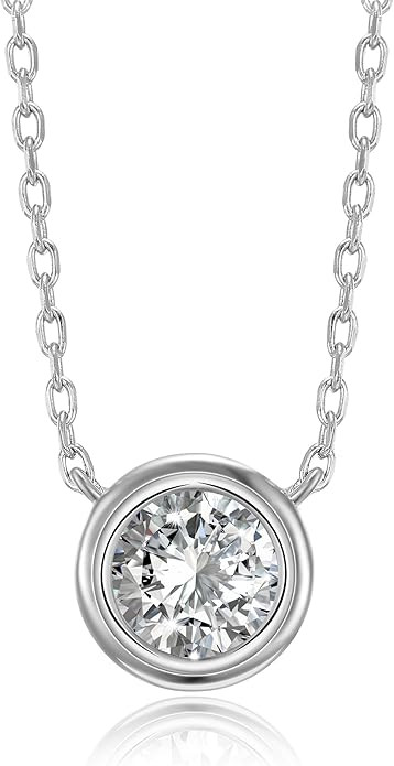 PAVOI 14K Gold Plated 1.00 ct (D Color, VVS Clarity) CZ Simulated Diamond Bezel-Set Solitaire Cho... | Amazon (US)