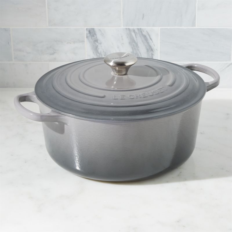 Le Creuset Signature 7.25-Qt. Oyster Grey Round Enameled Cast Iron Dutch Oven with Lid + Reviews ... | Crate & Barrel