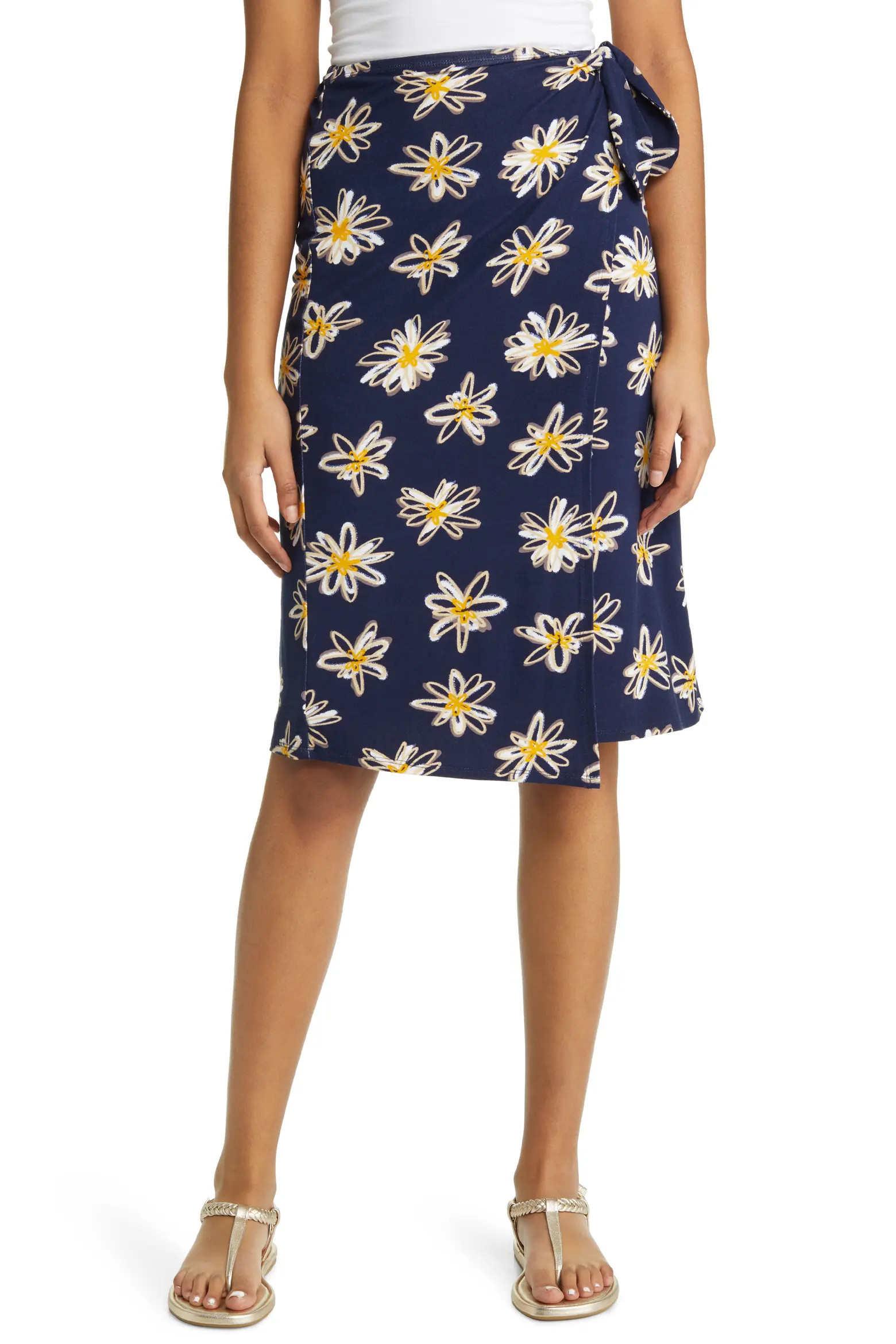 Floral Faux Wrap Knit Midi Skirt (Women) | Nordstrom | Nordstrom