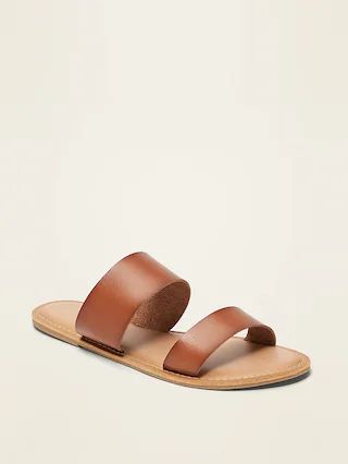 Women / ShoesFaux-Leather Double-Strap Slide Sandals for Women | Old Navy (US)