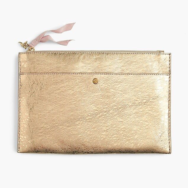 Large pouch in metallic Italian leather | J.Crew US