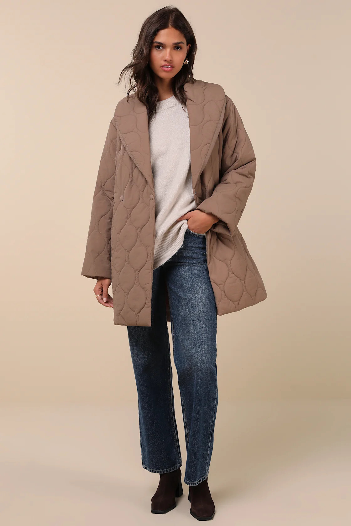 Enviable Forecast Brown Quilted Coat | Lulus