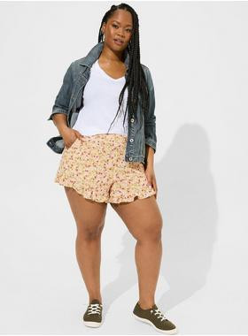 5" Pull On Washable Gauze Ruffle Shorts | Torrid (US & Canada)
