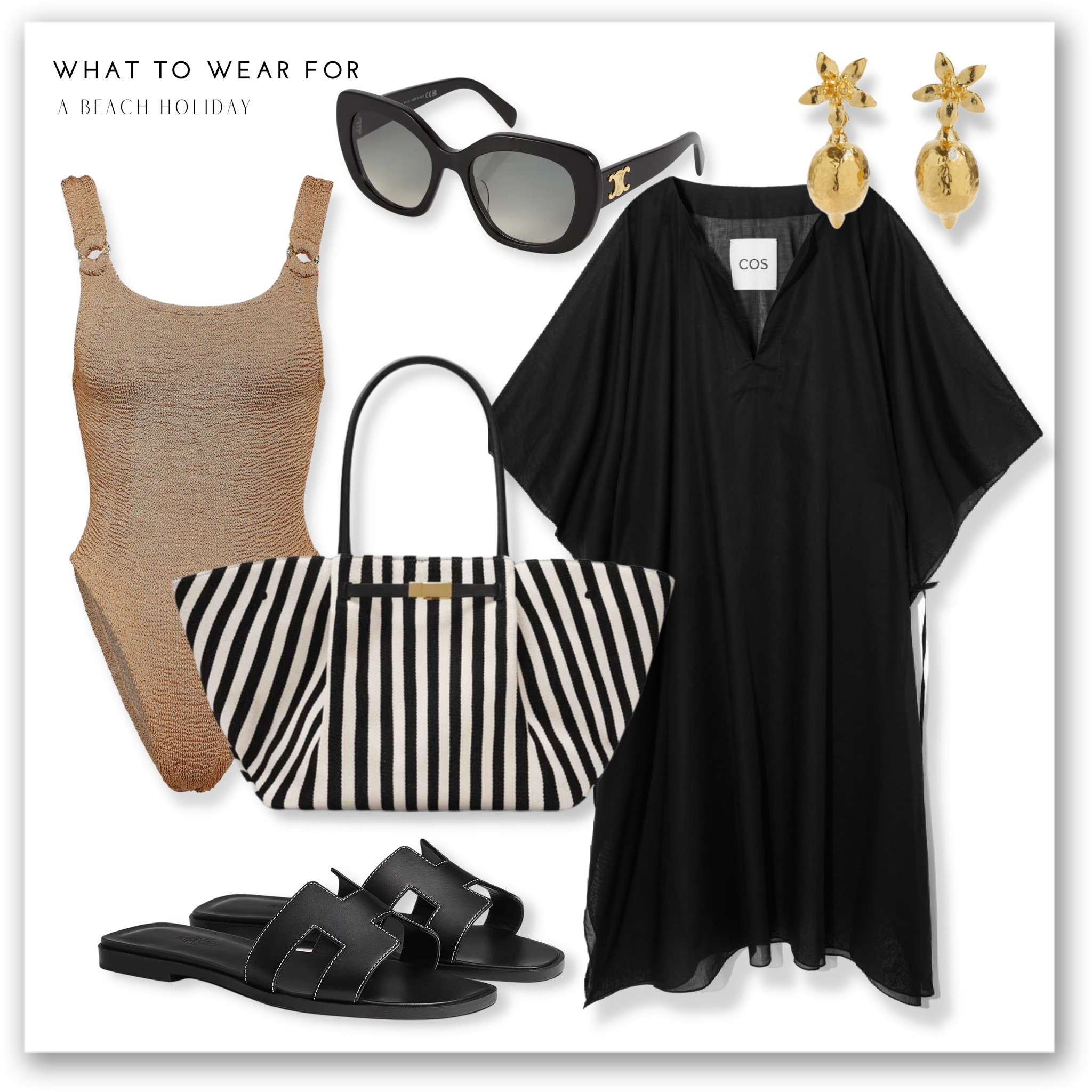A chic beach look 🏖️

Black coverup, COS, Hunza G bikini, Celine shnglasses, Hermes sandals, gold earrings. Demellier stripe beach tote bag, holiday outfits 

#LTKSeasonal #LTKswim #LTKstyletip