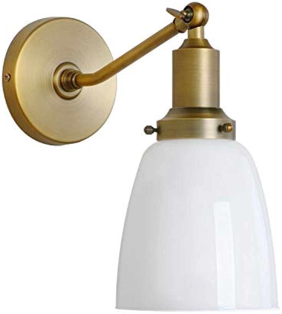 Permo Industrial Vintage Slope Pole Wall Mount Single Sconce with 5.5" Oval Dome Milk White Glass... | Amazon (US)