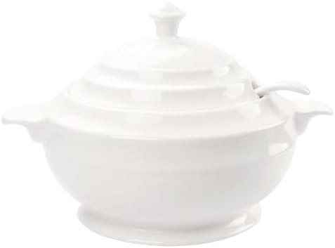 Casserole Dish with Serving Handle, 2.7-quart White French Soup pot, Ceramic Tureen with Lid and ... | Amazon (US)