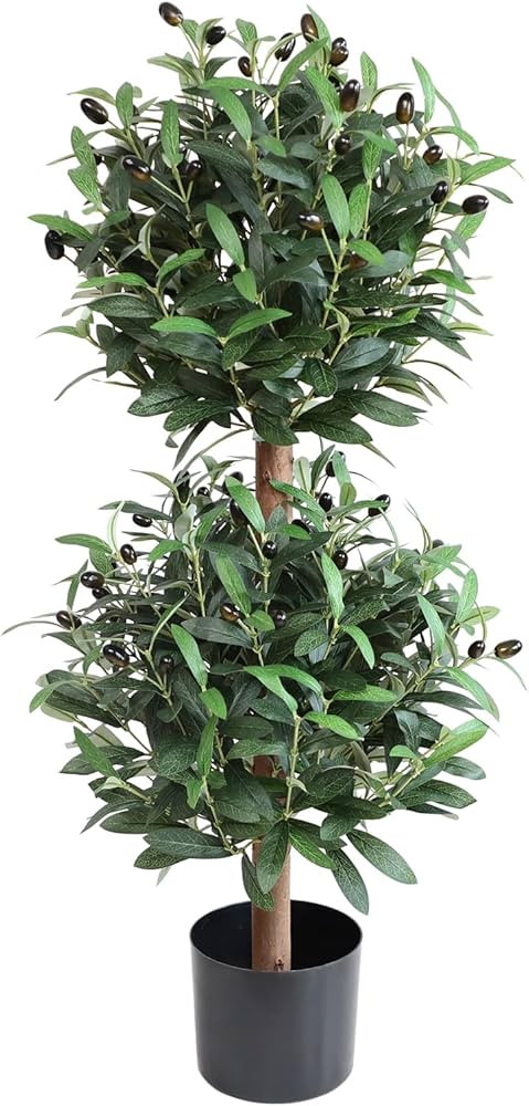 Artificial Olive Double Ball Topiary Trees, 3FT Faux Olive Topiary Tree, 35 Inch Fake Potted Plan... | Amazon (US)