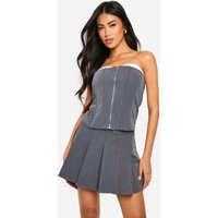 Womens Pleated Mini Skirt - Grey - 2 | boohoo (US & Canada)