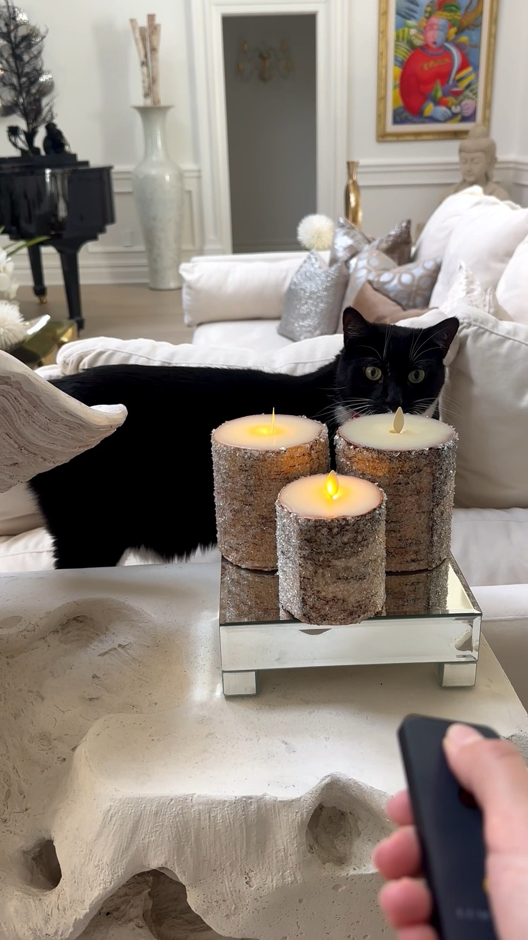 When your candles turn on by remote but your cat still thinks it’s magic 😌🕯 linked my cozy home faves (cat not included lol)  #cozyvibes #homedecor #homefinds #fallhome #candledecor #potterybarn 

#LTKSeasonal #LTKHome #LTKHoliday