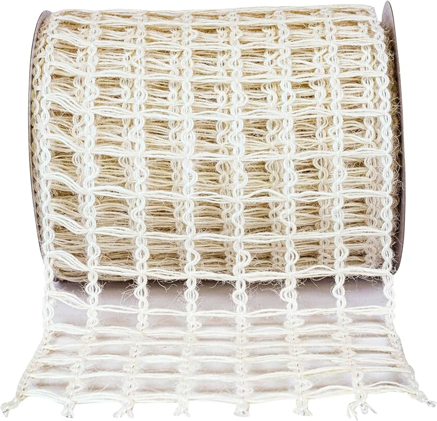 Ribbon - Grand Net Jute Wired Edge Ribbon, Ivory, 6 Inch, 10 Yards | Amazon (US)