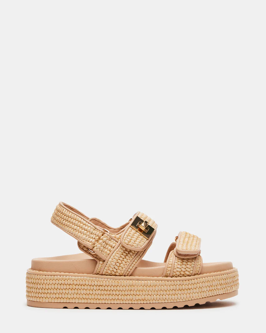 BIGMONA Natural Raffia Platform Sandal | Women's Sandals | Steve Madden (US)
