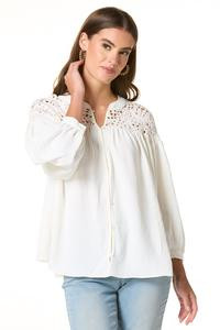 Cato Fashions | Cato White Crochet Yoke Top | Cato Fashions