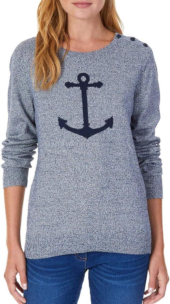 Nautica Women's Anchor Intarsia Pullover Sweater | Amazon (US)