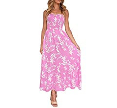 ZESICA Women's 2023 Summer Bohemian Floral Printed Strapless Beach Party Long Maxi Dress | Amazon (US)