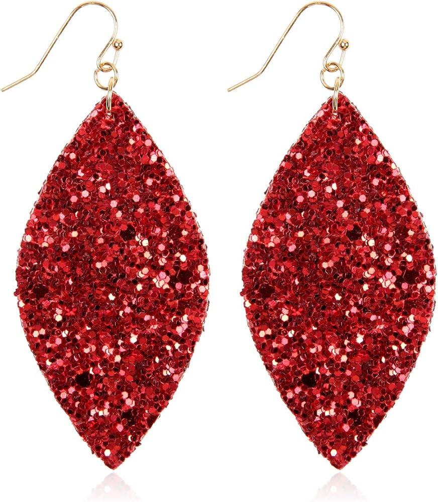 Sparkly Sequin Glitter Geometric Lightweight Simple Drop Statement Earrings - Bohemian Hook Dangl... | Amazon (US)