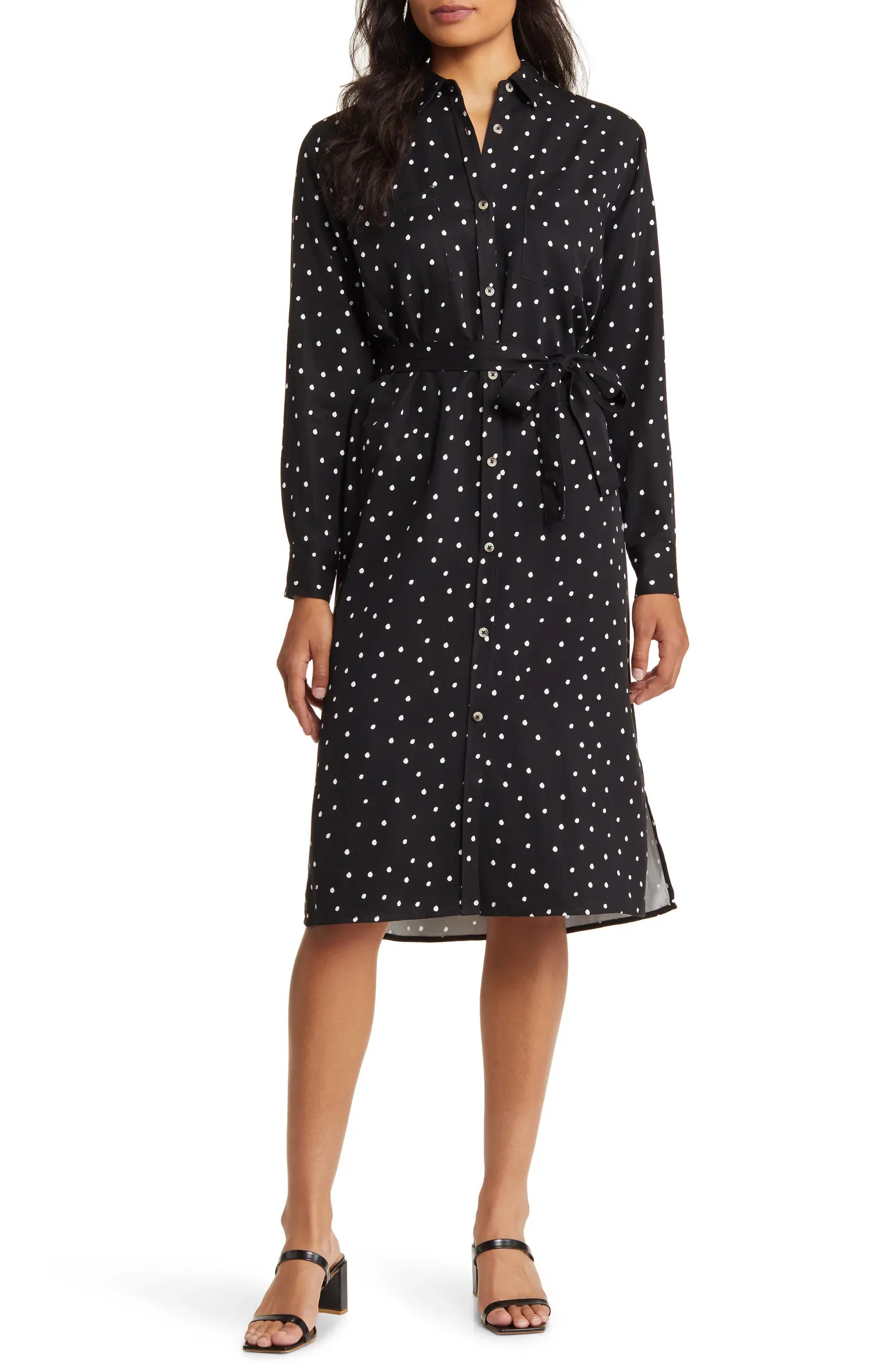 Polka Dot Long Sleeve Shirtdress | Nordstrom